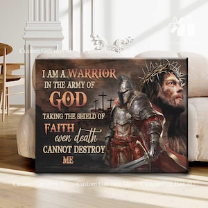 Warrior In The Army Of God Wall Decor, Christian Warrior Art, Religious Motivational Print – Faith-Based Home Art, Armor Of Jesus