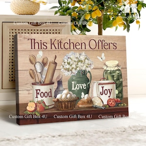 Rustic Kitchen Wall Art: Food, Love, Joy - Vintage Farmhouse Decor image 1