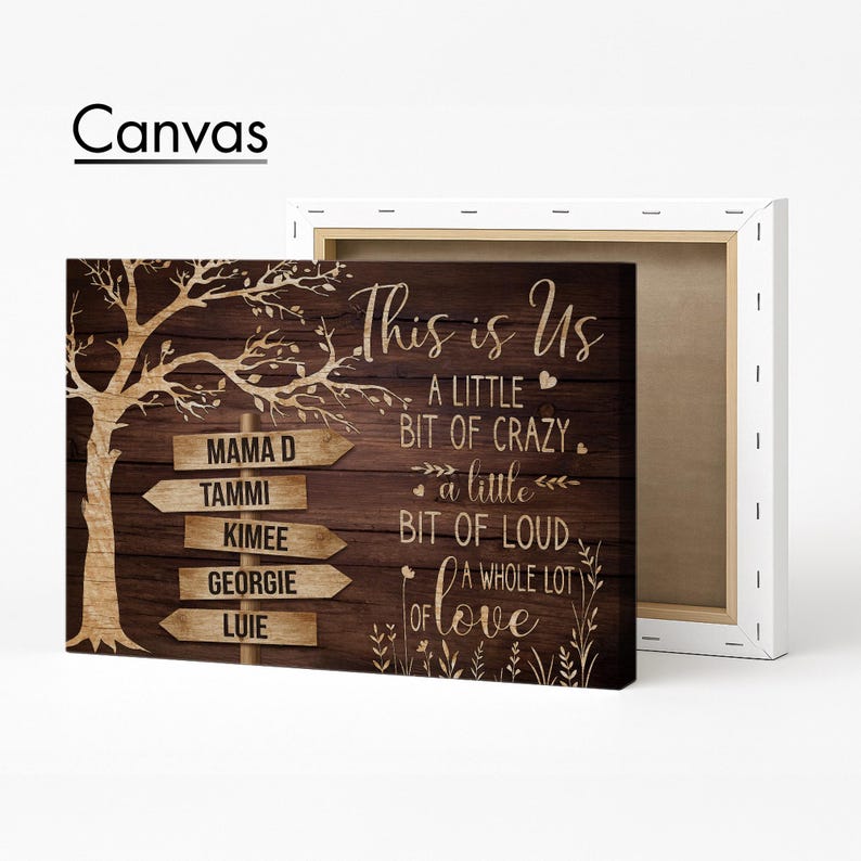 This is Us Family Sign Canvas, Rustic Tree Wood Wall Art Personalized ...