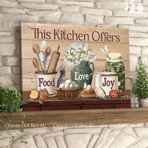 Rustic Kitchen Wall Art: Food, Love, Joy - Vintage Farmhouse Decor image 3