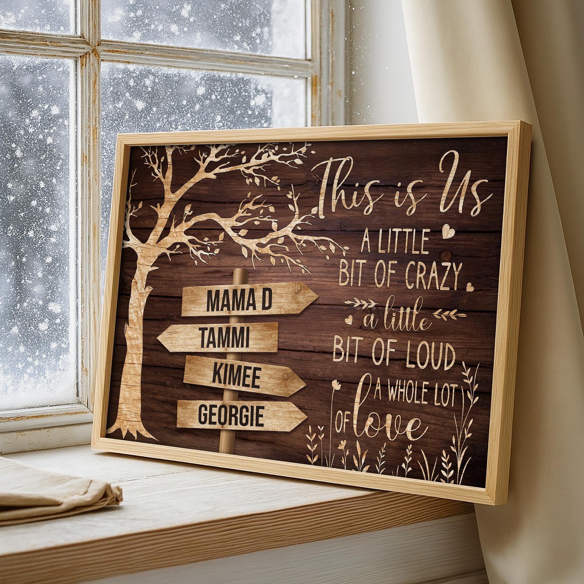 This is Us Family Sign Canvas, Rustic Tree Wood Wall Art Personalized ...