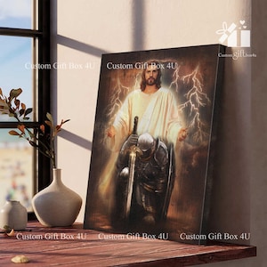 Armor of God Canvas Warrior Of Jesus Wall Decor, Christian Warrior Art, Religious Motivational Print – Faith-Based Home Art, Warrior Of God
