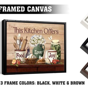 Rustic Kitchen Wall Art: Food, Love, Joy - Vintage Farmhouse Decor Canvas Frames