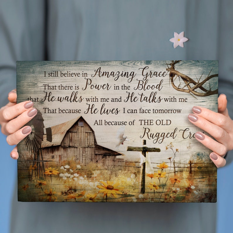 Rustic Christian Quote Farmhouse Barn Canvas: Inspirational Jesus Landscape Art - Etsy