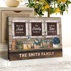 Personalized Kitchen Sign Bless The Food Before Us The Family Beside Us, Dinning Room Farmhouse Kitchen Decor – Vintage Country Wall Art