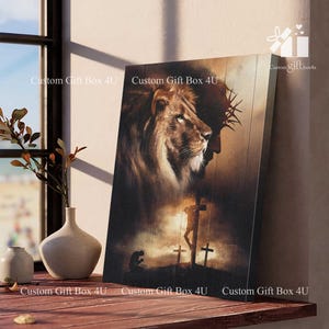Lion of Judah Canvas Wall Art, Praying With Jesus Art, Jesus and Lion Painting – Christian Home Decoration –  Religious Inspirational Print