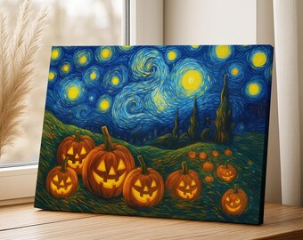 Halloween Pumpkin Canvas Art: Spooky Jack O' Lantern Night Decor