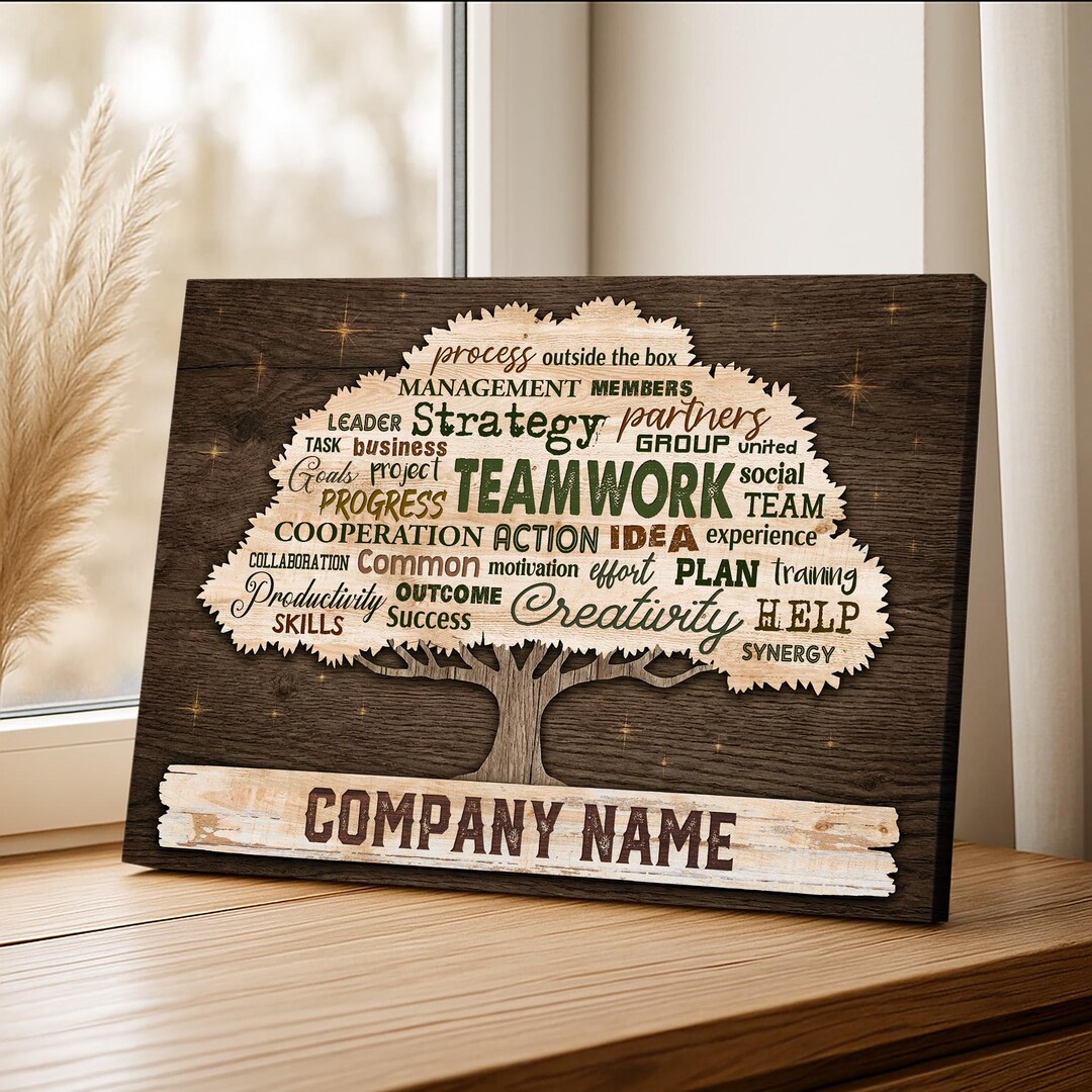 Personalized Teamwork Tree Canvas, Custom Company Name Wall Art - Etsy