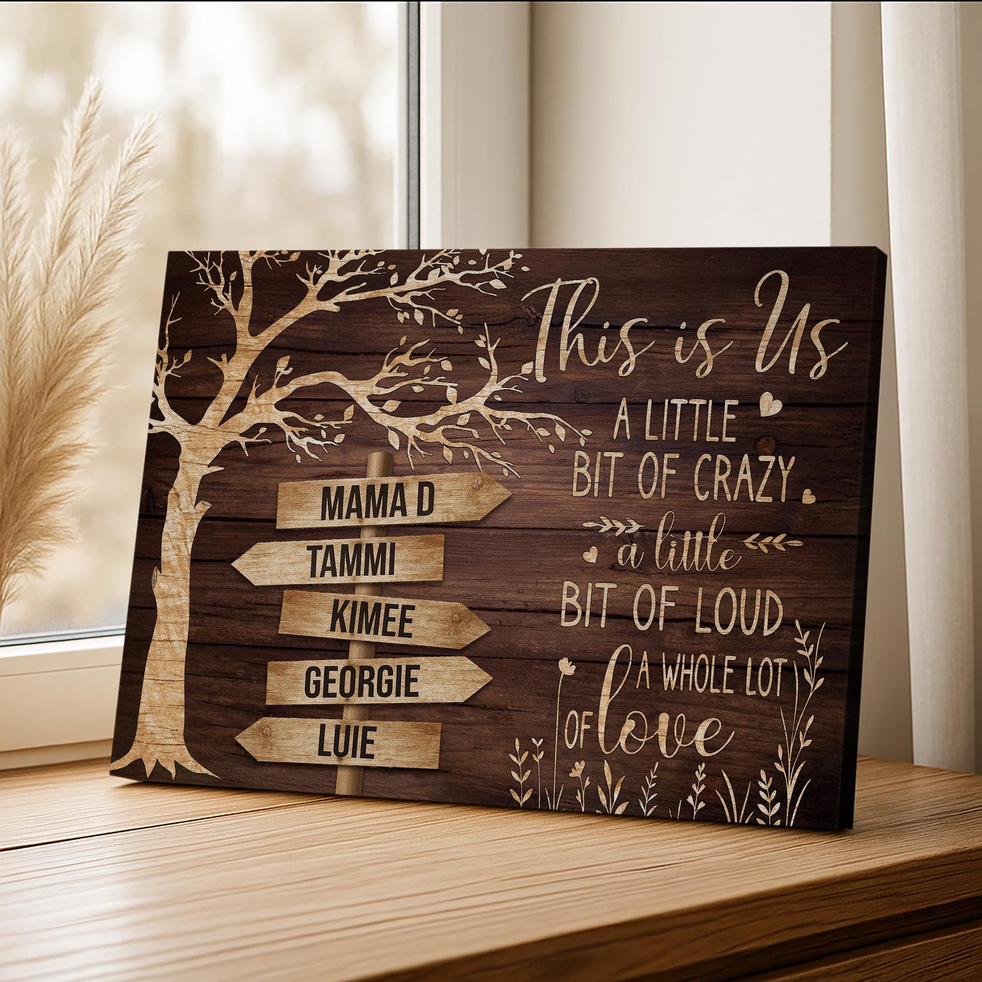 This is Us Family Sign Canvas, Rustic Tree Wood Wall Art Personalized ...