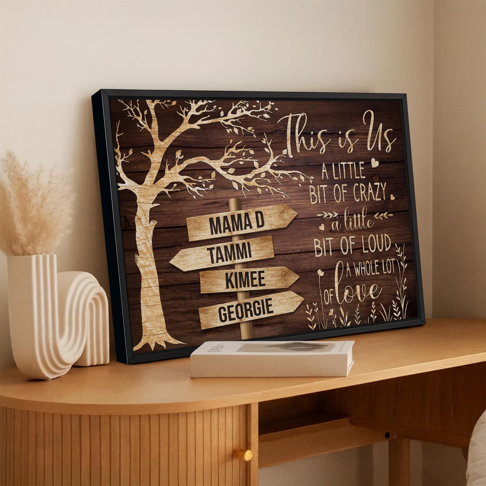 This is Us Family Sign Canvas, Rustic Tree Wood Wall Art Personalized ...