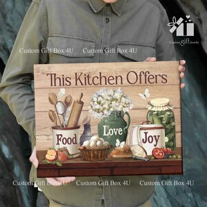 Rustic Kitchen Wall Art: Food, Love, Joy - Vintage Farmhouse Decor image 4