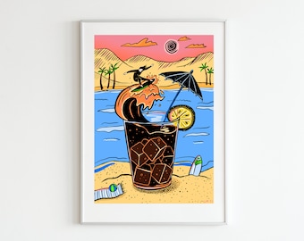 Impresión de surf IMPRESA, tendencia de decoración interior de casa de playa, cartel de olas grandes, impresión de playa de surf, arte de pared de Hawái, cartel de surf, regalo de surfista