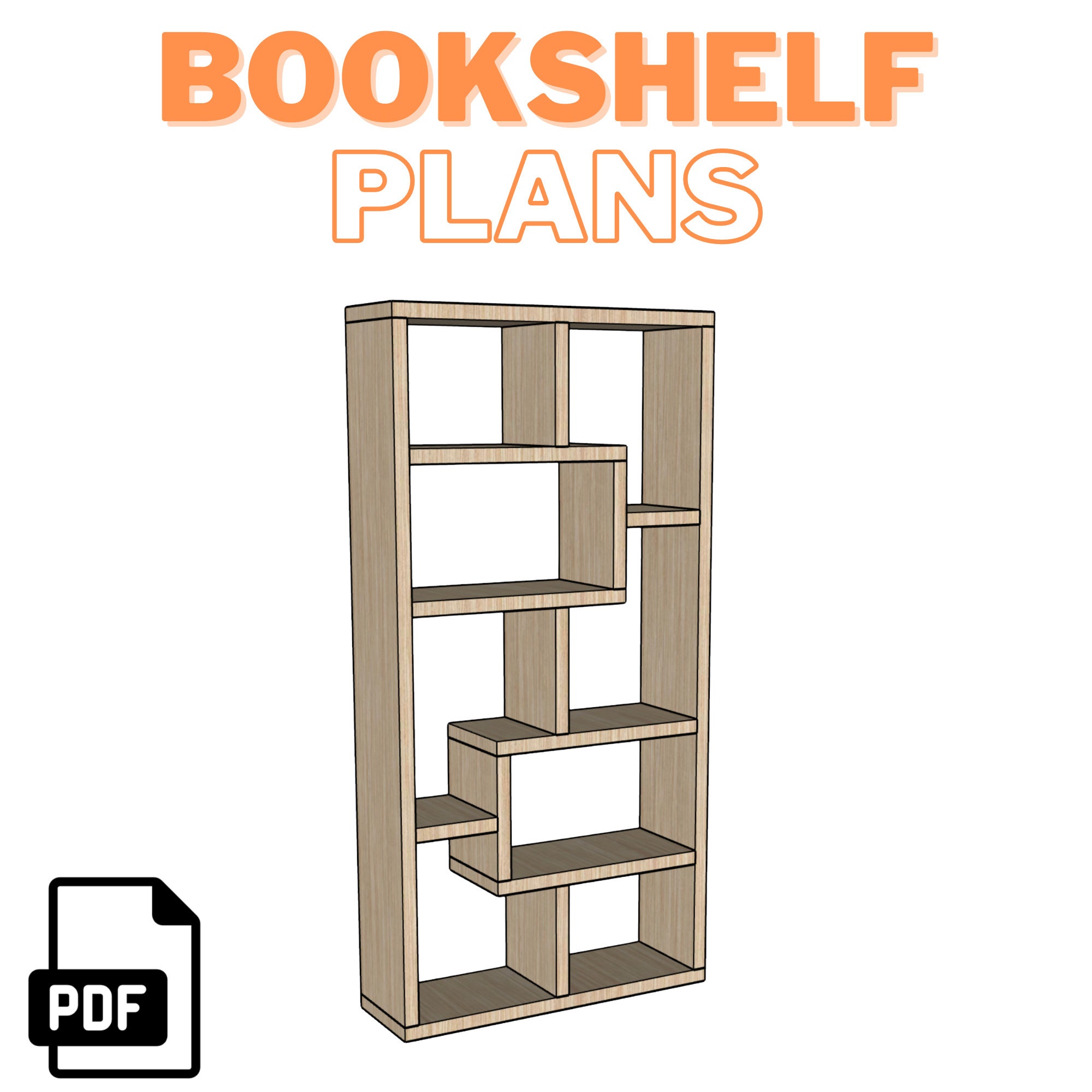 Bookshelf Plans Step by step Instructions PDF Etsy