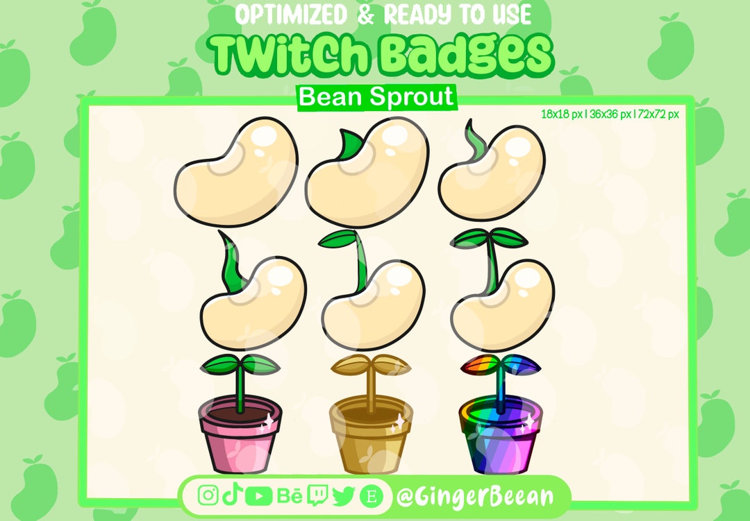 Cute Bean Sprout Sub/bit Badges Bean Sprout Twitch Streamer Graphics