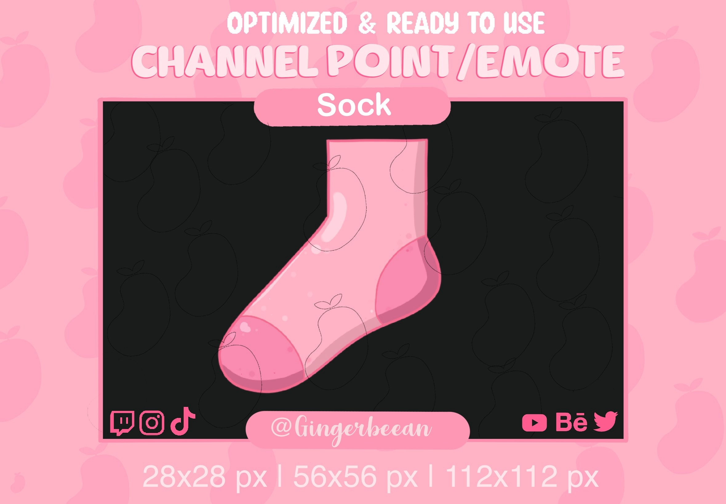 Cute Sock Emote/channel Point Sock Twitch Streamer Graphics Aesthetic