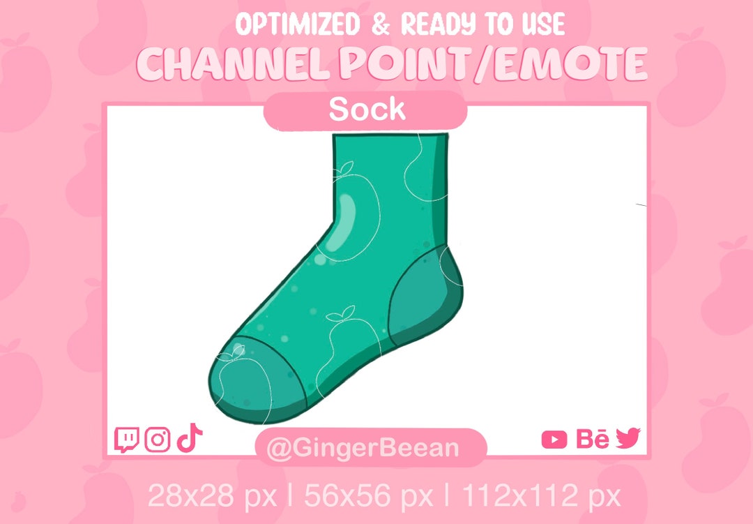 Cute Teal Sock Emote/channel Point Sock Twitch Streamer Graphics
