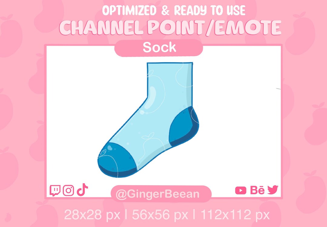Cute Blue Sock Emote/channel Point Sock Twitch Streamer Graphics
