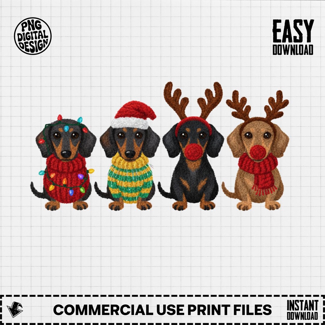 Dachshund Christmas PNG, Cute Dog Digital Art, Holiday Pets Clipart ...