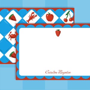 Personalized Stationery Set of 12 Note Cards With Your Name – Summer Berry Design 4x6 Cards for Her, Everyday, Thank You, Party, Trendy
