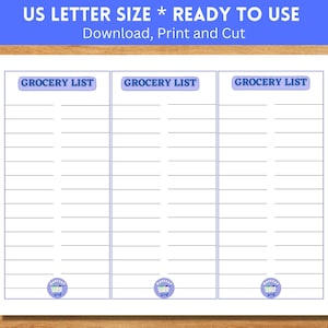 Printable Grocery List Template: Shopping Checklist (Digital Download)