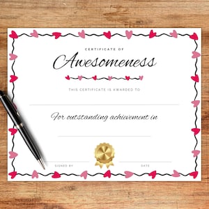 Certificate of Awesomeness: Printable Achievement Award (PDF)