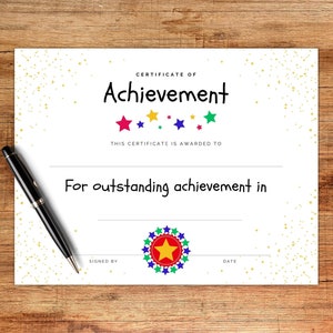 Premio di merito stampabile: Certificato di classe (download digitale)