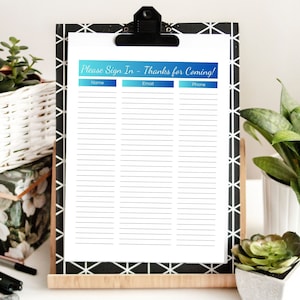 Open House Sign in Sheet, Class Sign Up Template Printable