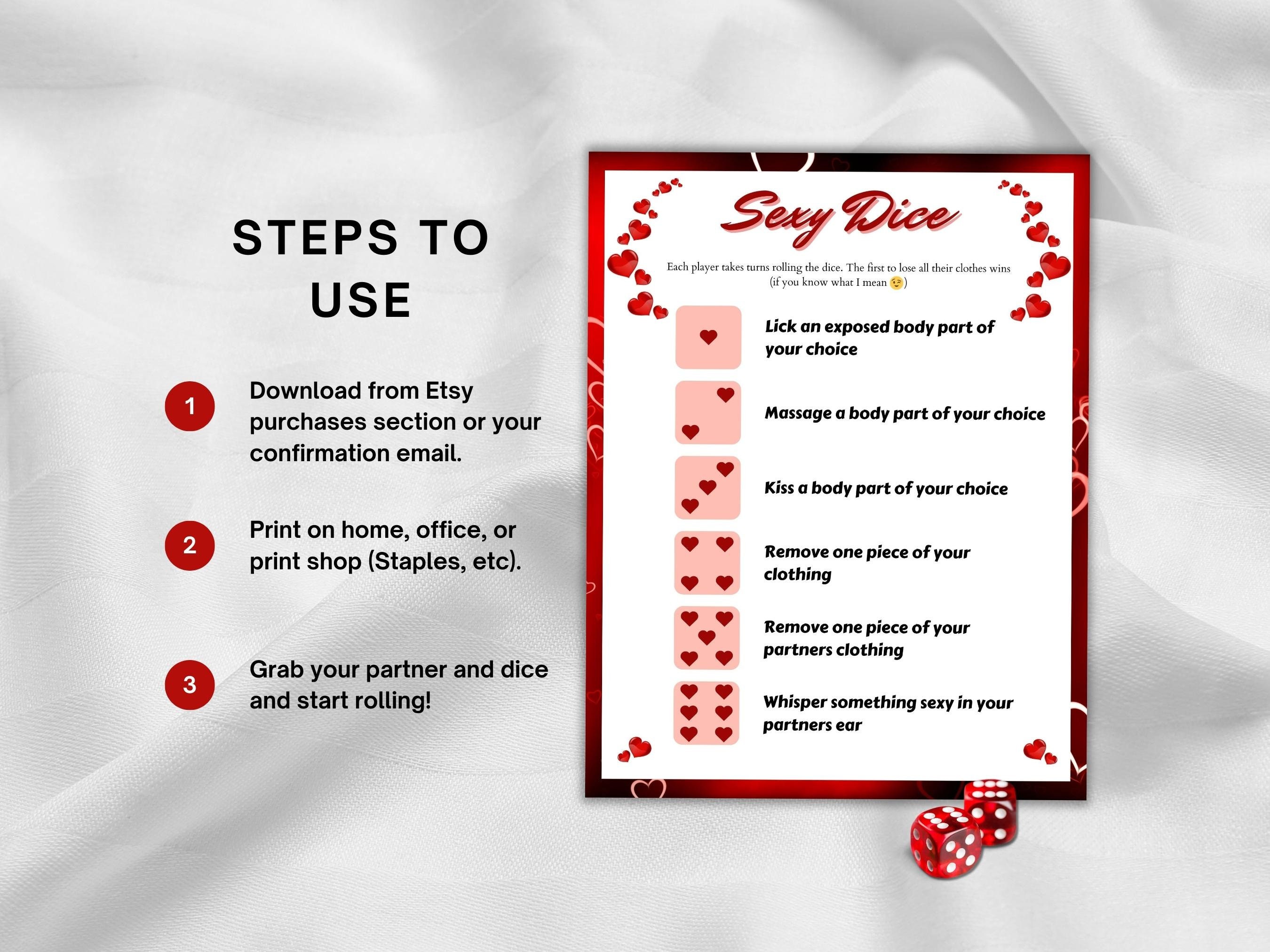Sexy Dice Game for Adults, Couples Games Printable, Valentine's Naughty ...
