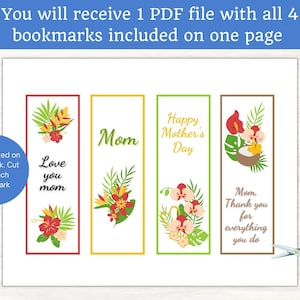 Mother's Day Bookmark Set, Happy Mothers Day Bookmarks, Mothers Day ...