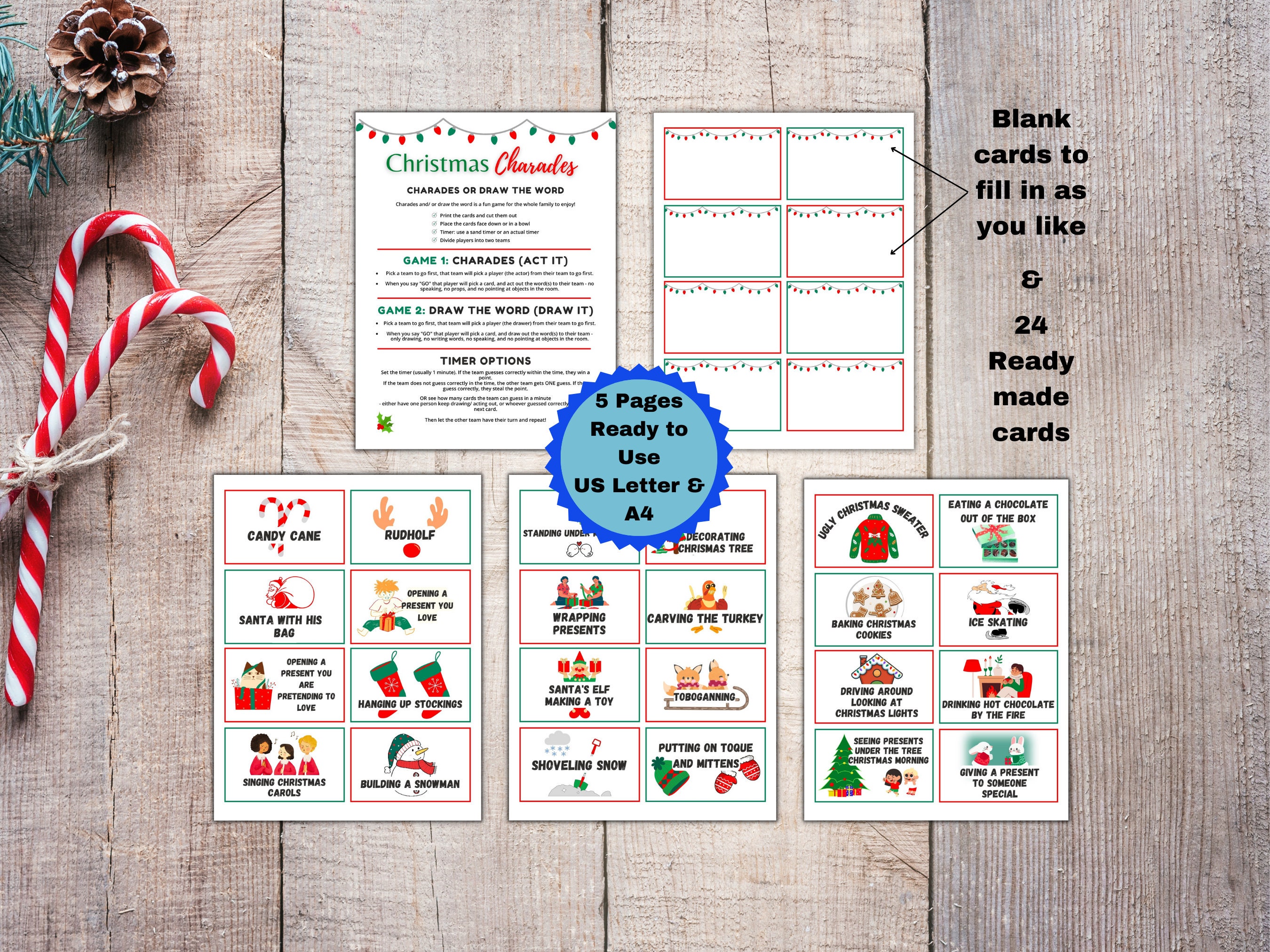 Christmas Charades Holiday Charades Printable Christmas Word - Etsy