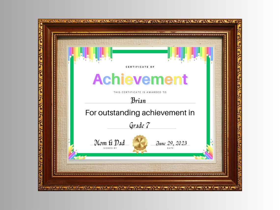 Certificate of Achievement Award Printable, Class Certificate of ...