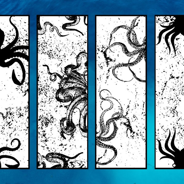 Octopus Bookmarks, Fun and Creepy Goth Octopus Tentacle Bookmark Printable