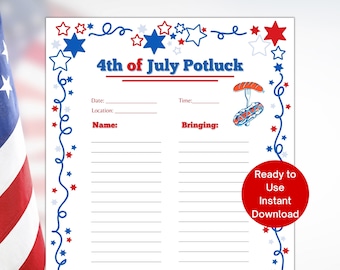 4th of july potluck sign up sheet template