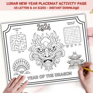 2024 Lunar New Year Placemat, Chinese New Year Printable Coloring and ...