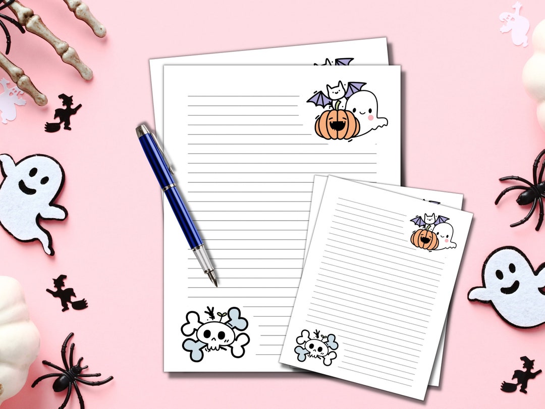 Halloween Stationery Kawaii Halloween Lined Writing Paper - Etsy