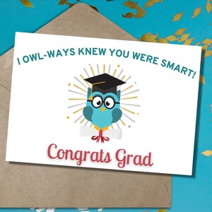 Funny Graduation Card for Boy or Girl, Owl Grad 2024 Card Digital ...