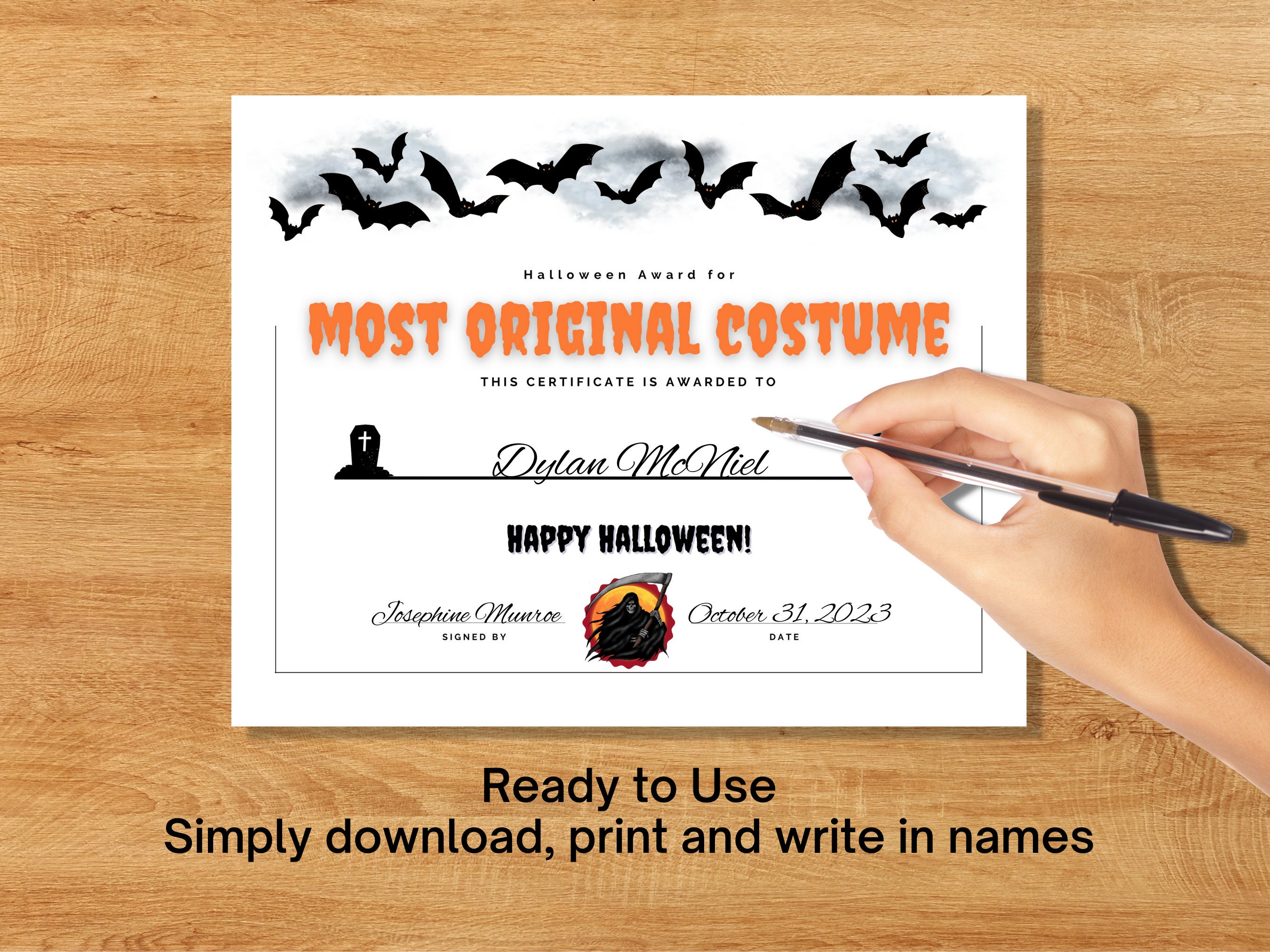 Printable Halloween Costume Award Certificates: Party Prizes (digital ...