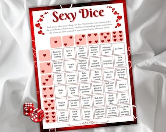 Juego de dados traviesos imprimible para adultos, juego de dados de San Valentín para parejas