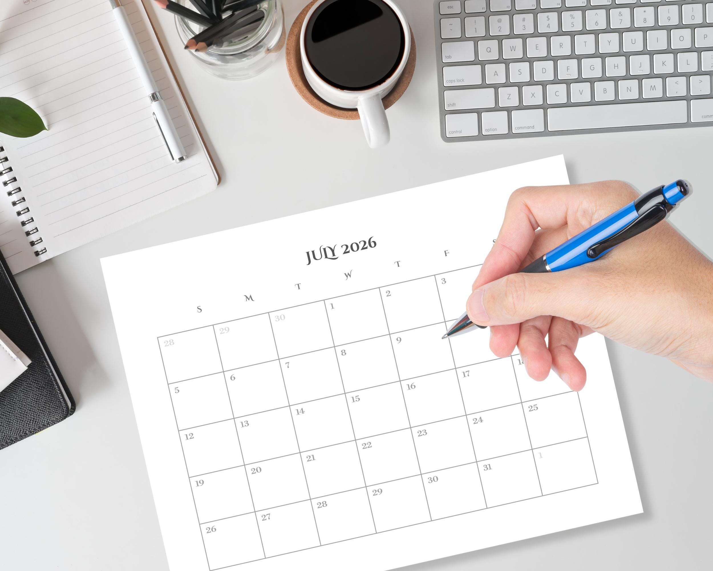 July 2026 Calendar Page, Minimalist Planner (digital Download, US ...