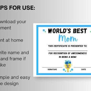 World's Best Mom Certificate of Appreciation Template Printable, Best ...