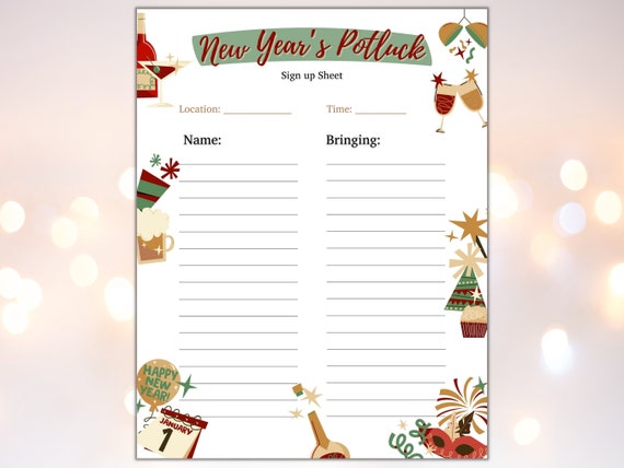 Holiday Sign Up Sheet Template