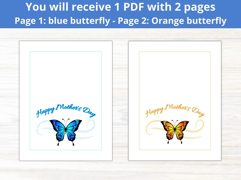 Happy Mother's Day Card Printable, Monarch Butterfly Mothers Day Card ...