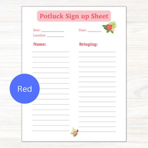 Potluck Sign up Sheet, Food Sign up Sheet, Printable Party Snack Sign ...