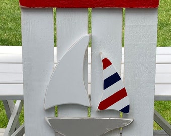 Red Sailboat Wall Hanging on Pallet Wood