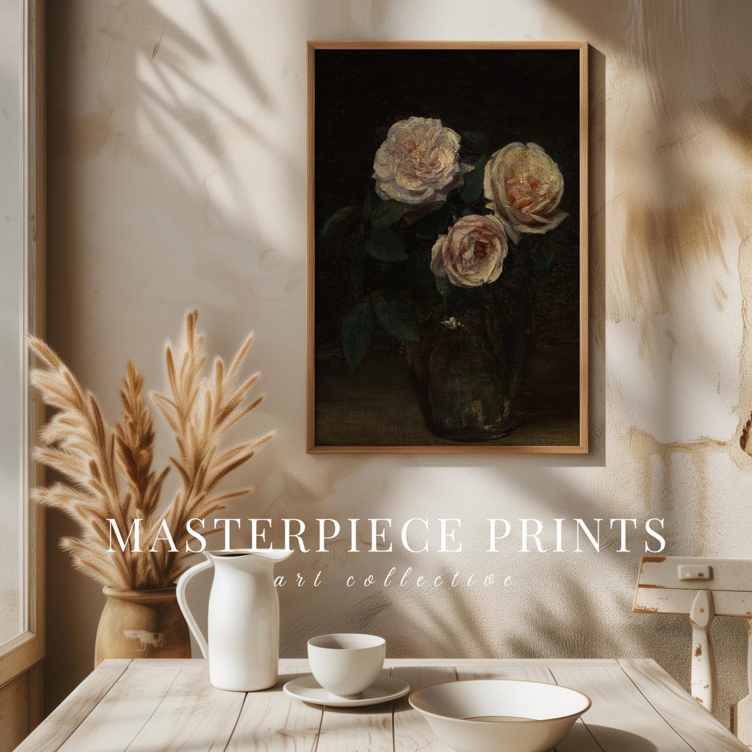 Dark Moody Rose Still Life Print, Gothic Floral Wall Art (digital ...