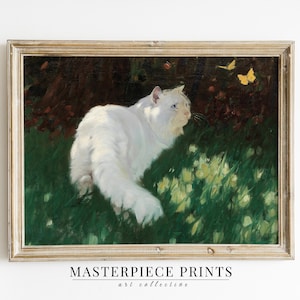 Vintage Cat Art Print Nursery Decor, Vintage Nursery Art Cat Painting, Pet Lover Oil Painting, Printable Art Downloadable Painting 30