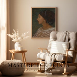 Vintage Woman Profile Portrait Art Print, Feminine Bohemian Decor, Classical Oil Painting for Bedroom or Study | PRINTABLE Download | 34