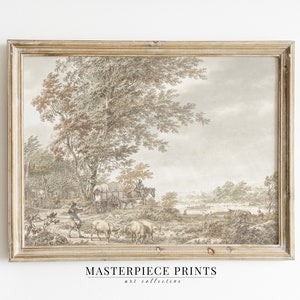 Vintage Sketch Autumn Landscape | Farmhouse Neutral Landscape Sketch Digital Print PRINTABLE Download | 14