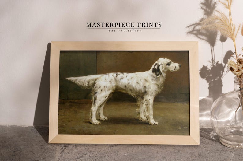 pet art, pet painting, pet portrait, pet lover gift, dog lover, dog portrait, dog painting, downloadable art, printable wall art, vintage art prints, cat art print, vintage painting, English setter