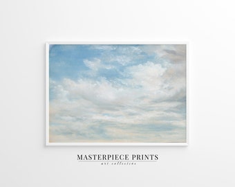 Blue Sky Oil Painting | Vintage Painting Print | Antique Cloud Study Art | PRINTABLE DIGITAL Downloadable | 11